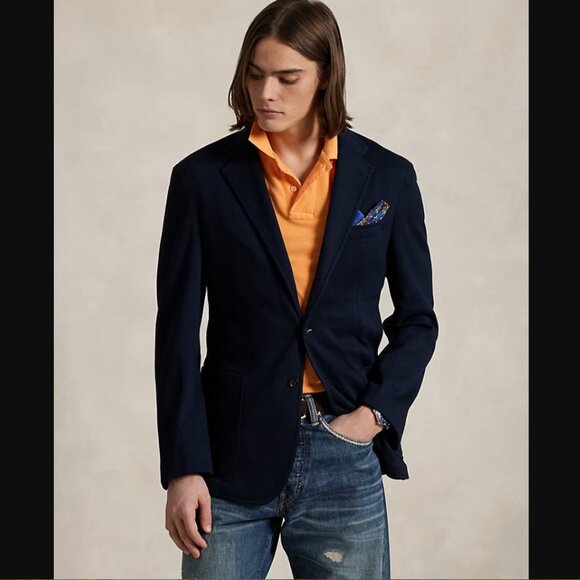 POLO RALPH LAUREN SZ 40R Classic Preppy Cotton Woven Jacket Blazer in Navy Blue - Picture 1 of 12